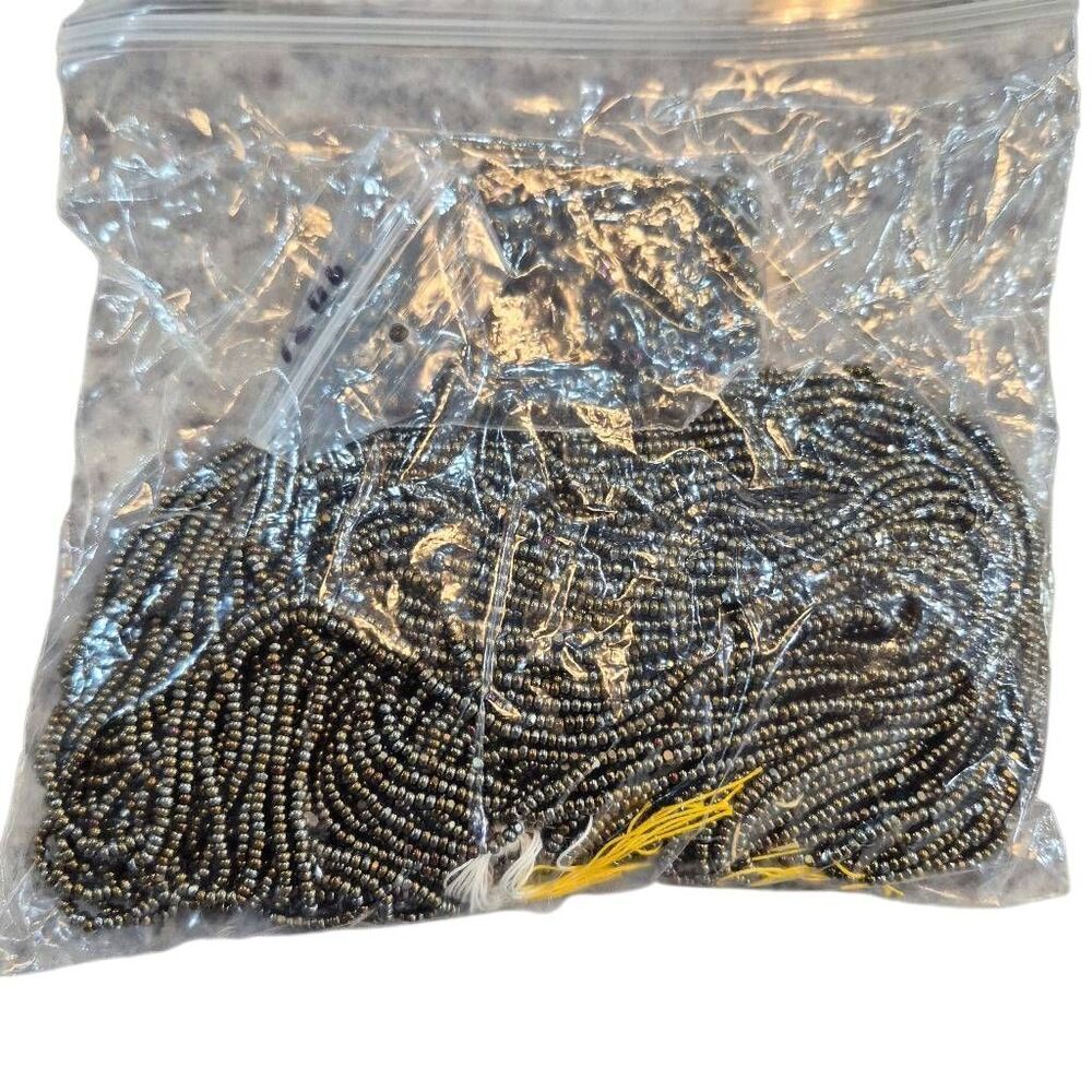 Bulk Metallic Dark Gray Seed Beads | Hank Strands Jewelry Making Supply